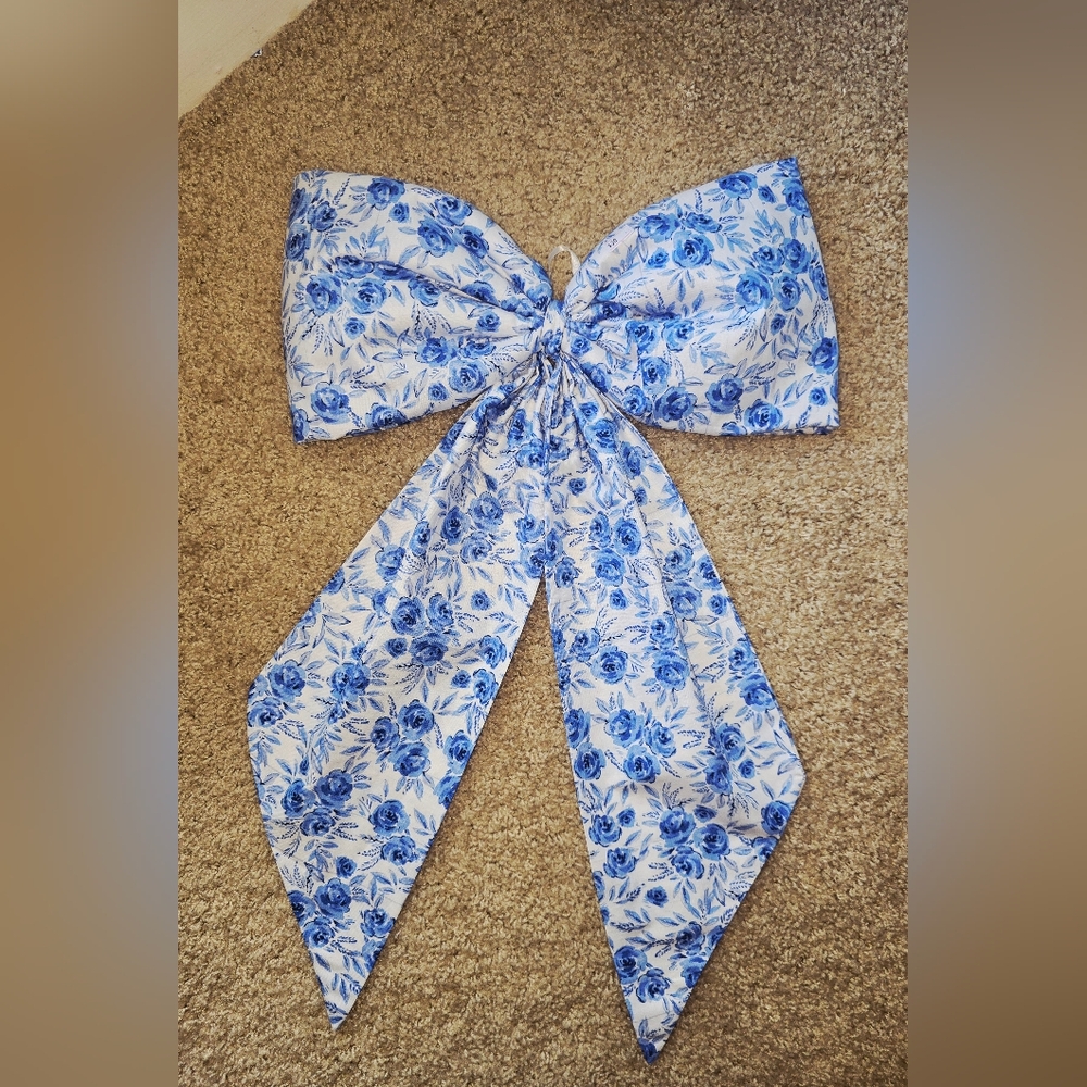 Floral Blue Bow Hair Accessory